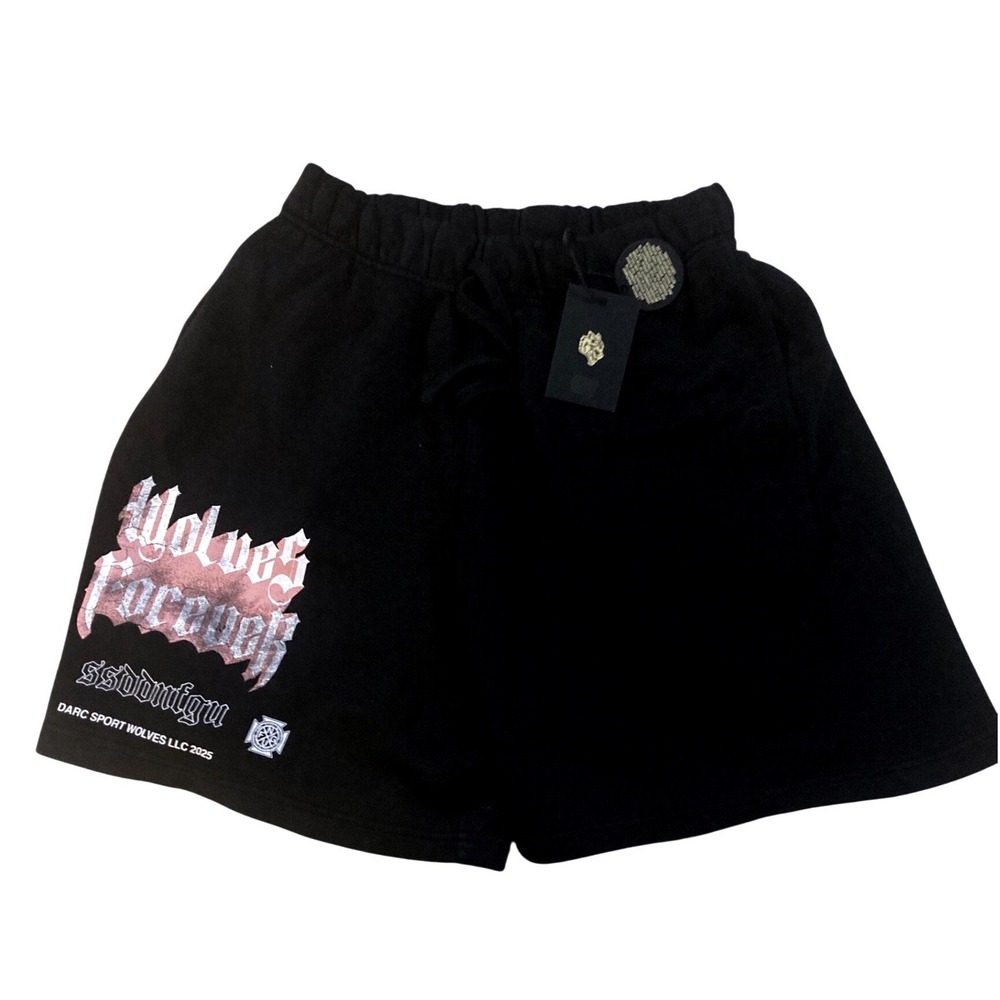 Darc Sport Wolves Forever Oversized Post Lounge Sweat Shorts Black Medium NEW